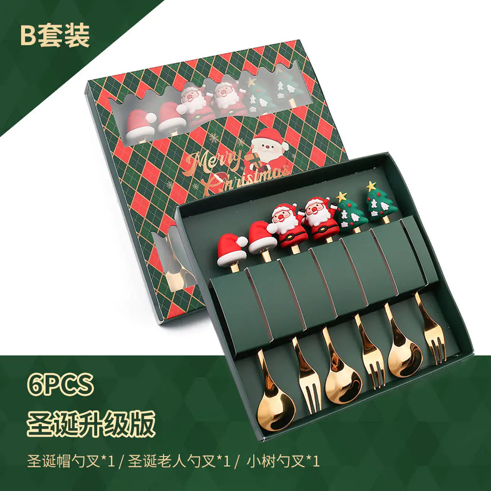 Stainless Steel Christmas Spoon Set with Forks