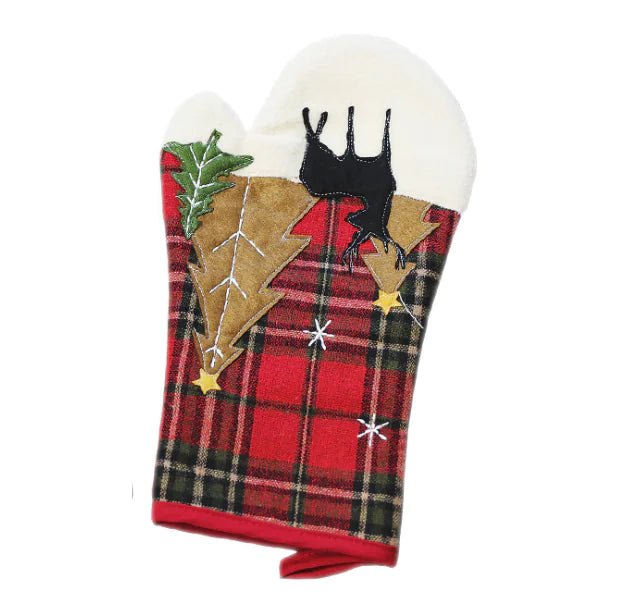 Nordic Christmas Checkered Oven Mitts for Home Use
