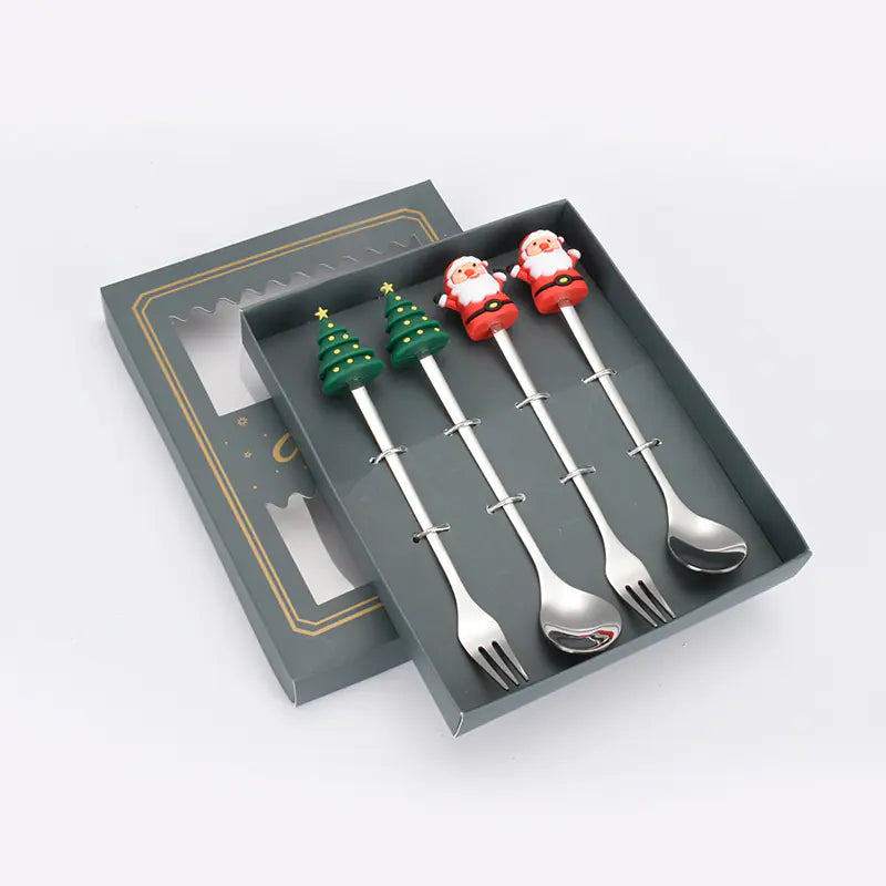 Stainless Steel Christmas Spoon Set with Forks
