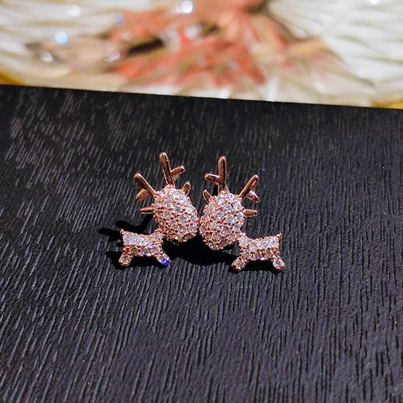Fashionable Christmas Reindeer Head Earrings (Wholesale)