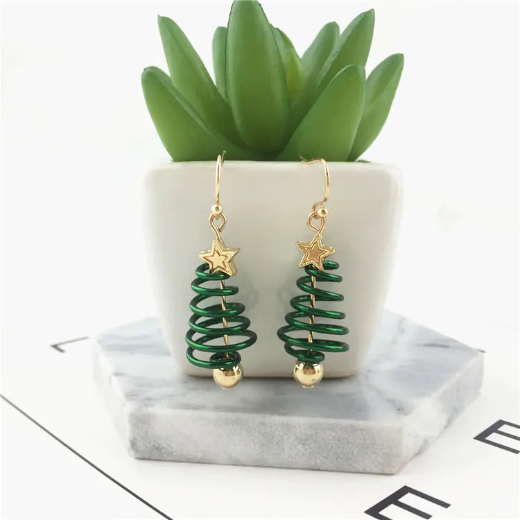 Creative Star Christmas Tree Earrings Wholesale
