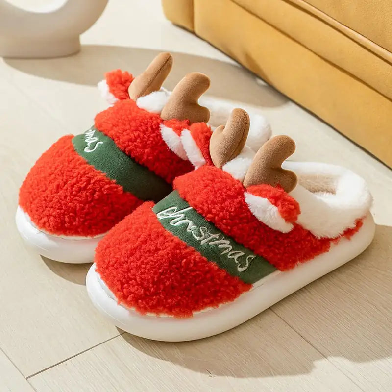 Cozy Elk Winter Home Slippers for Christmas