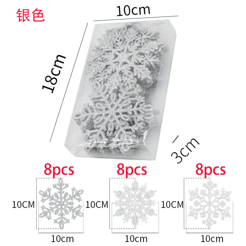 10cm Glitter Snowflake Set for Christmas Decor (24PCS)