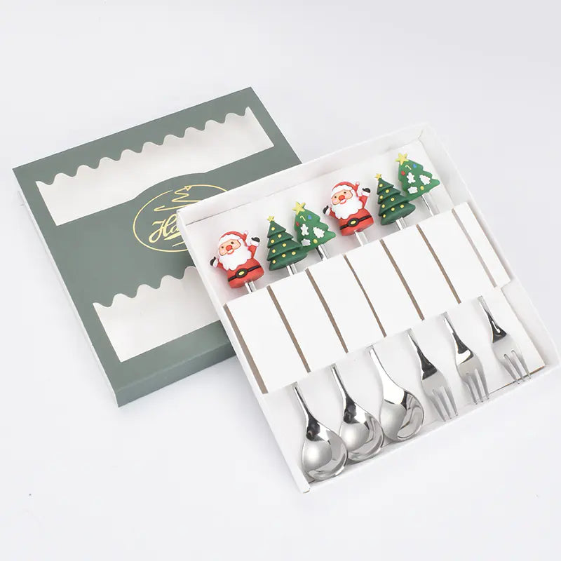Stainless Steel Christmas Spoon Set with Forks