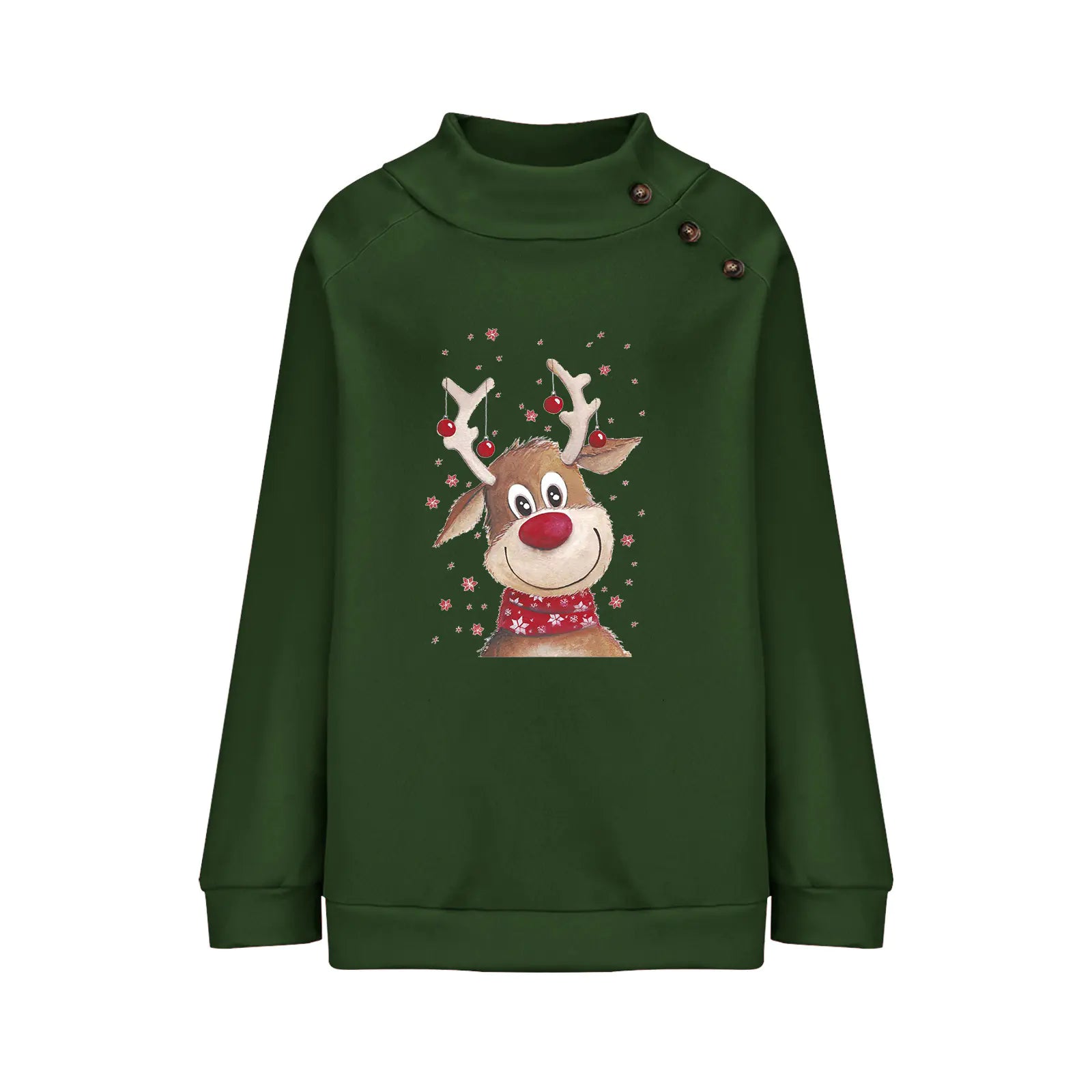 Fawn Loose Long Sleeve Christmas Sweatshirt for Women