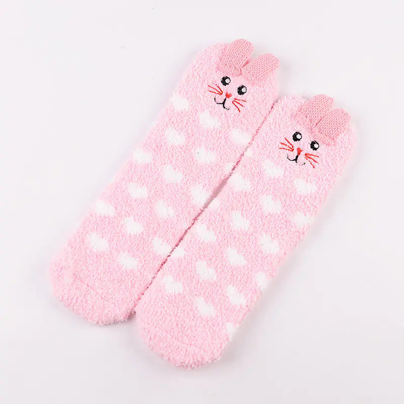 Christmas Cartoon Coral Fleece Terry Socks
