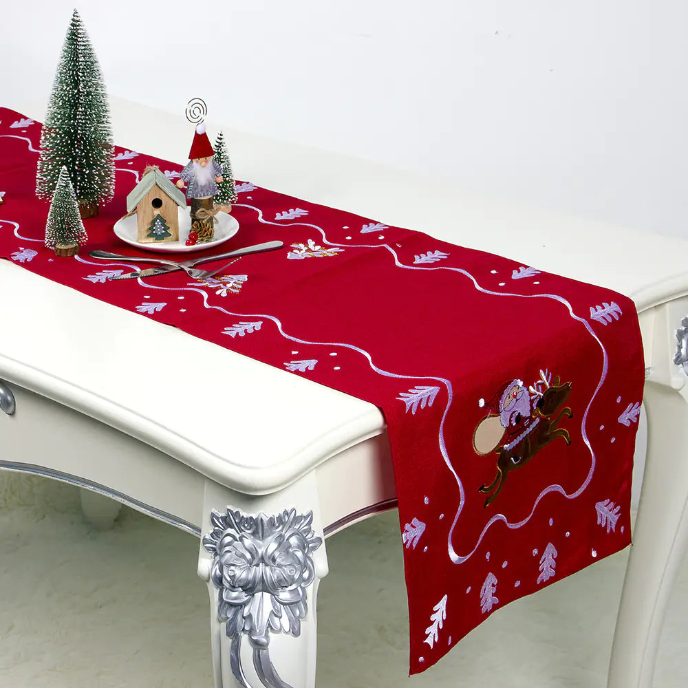 Embroidered Fabric Santa Table Banner Christmas Ornament