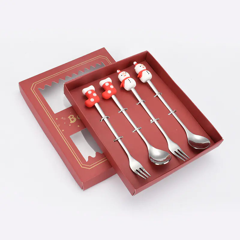 Stainless Steel Christmas Spoon Set with Forks