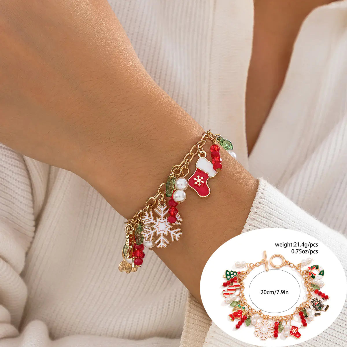 European American Christmas Letters Beaded Bracelet Set