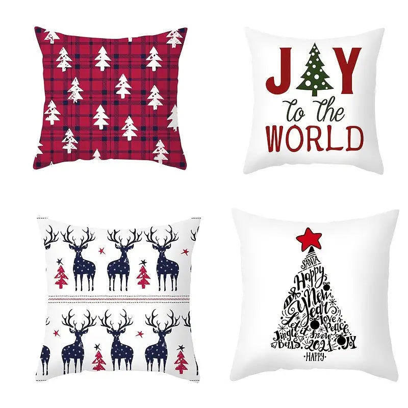 Cartoon Christmas Throw Pillow Cover for Sofa (1pc)