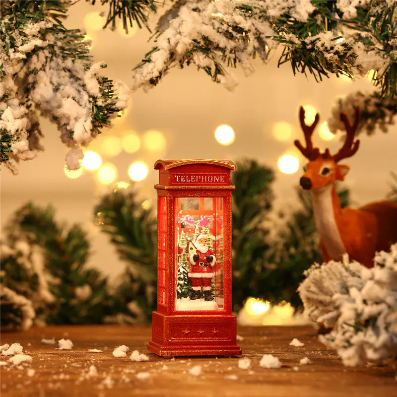 Christmas Decor Snowman Water Phone Booth Light Up Piece