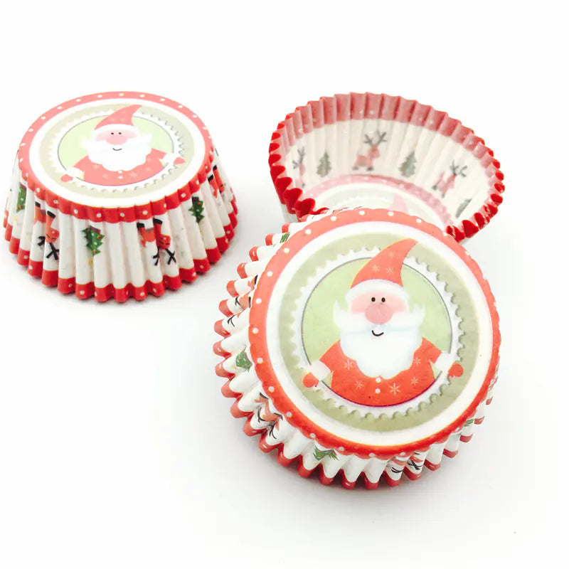 100Pcs Christmas Santa Cupcake Baking Liners