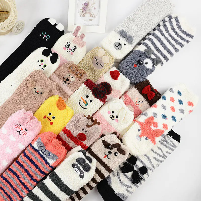 Christmas Cartoon Coral Fleece Terry Socks