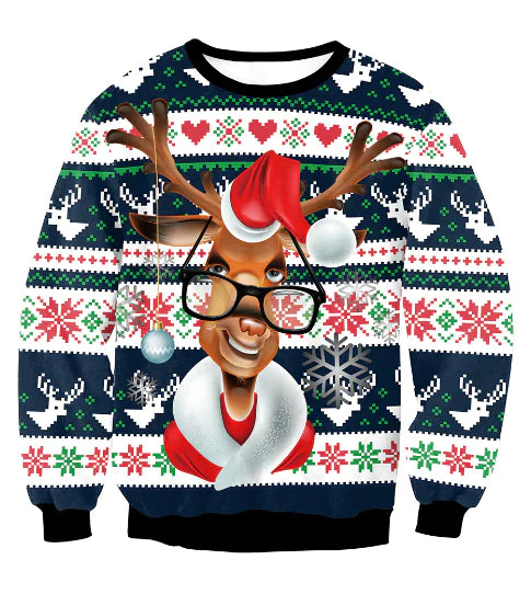 Amazon Mixed Color Reindeer Christmas Sweatshirt for Women