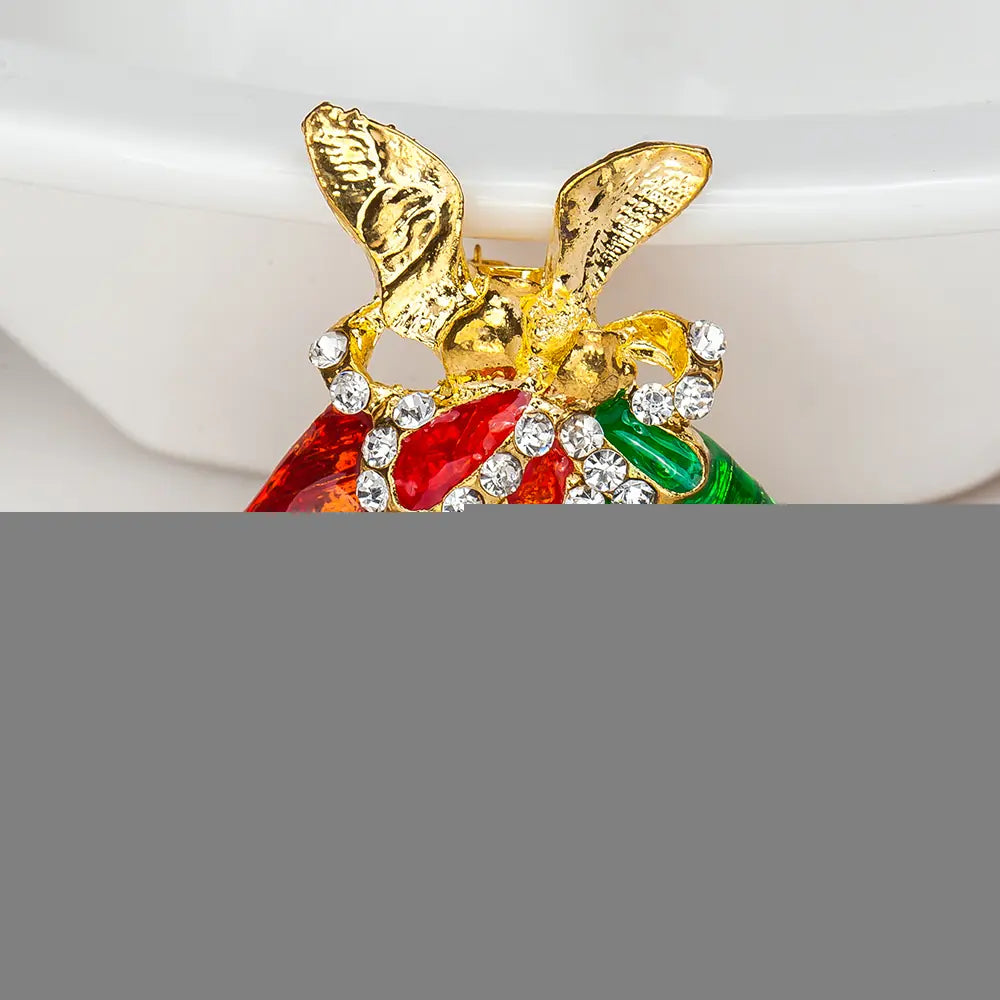 Fashionable Cartoon Christmas Bell Brooch with Rhinestones