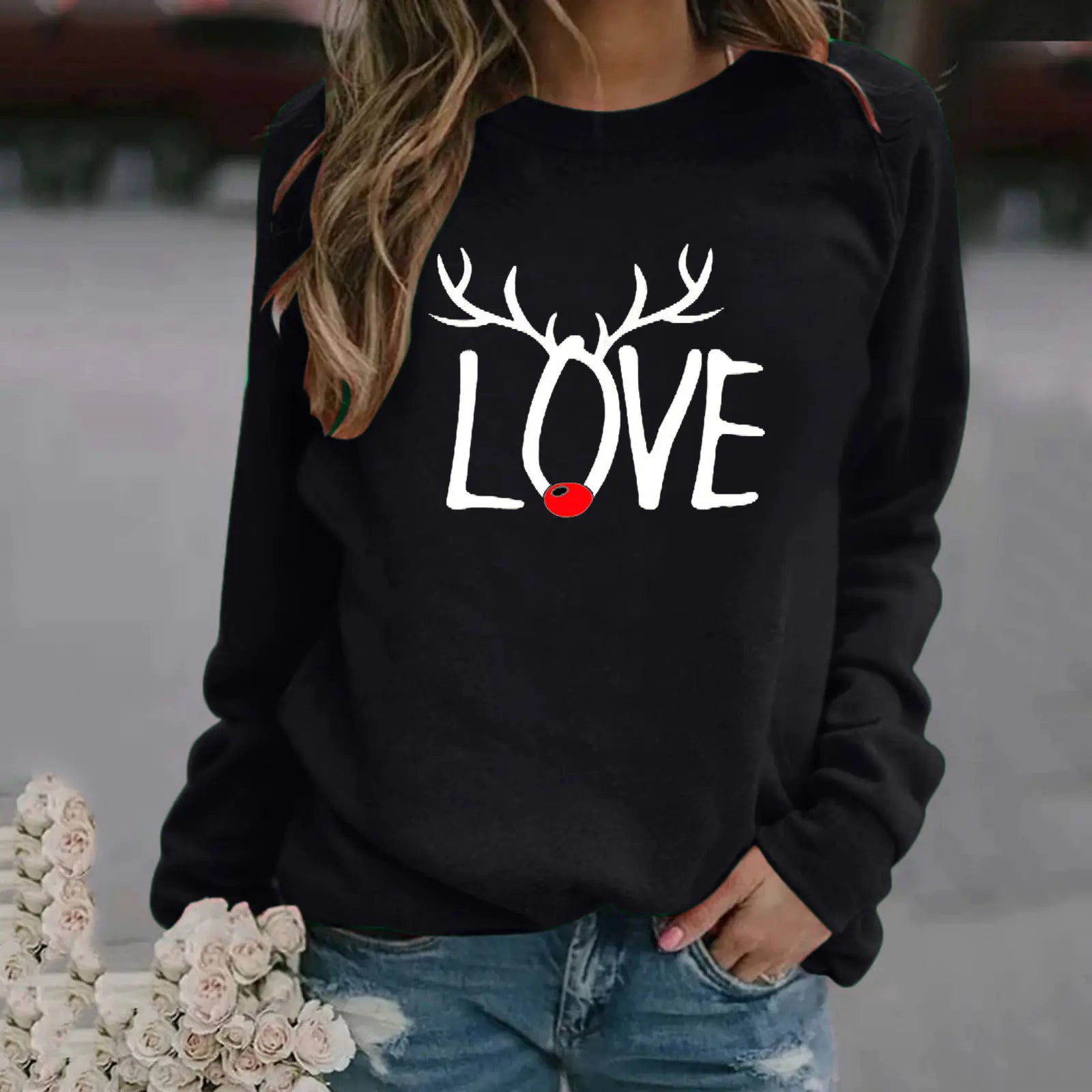 Christmas Pattern Printed Long Sleeve Sweatshirt for Women