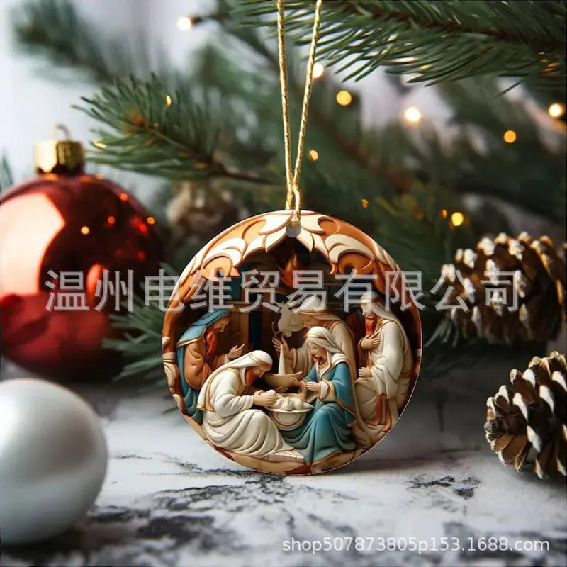 3D Acrylic Nativity Christmas Ornament for Home Decor