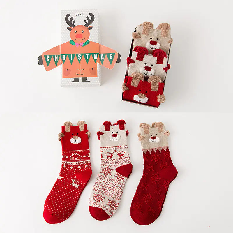 Women's Gift Boxed Christmas Socks - Cotton Trendy Style