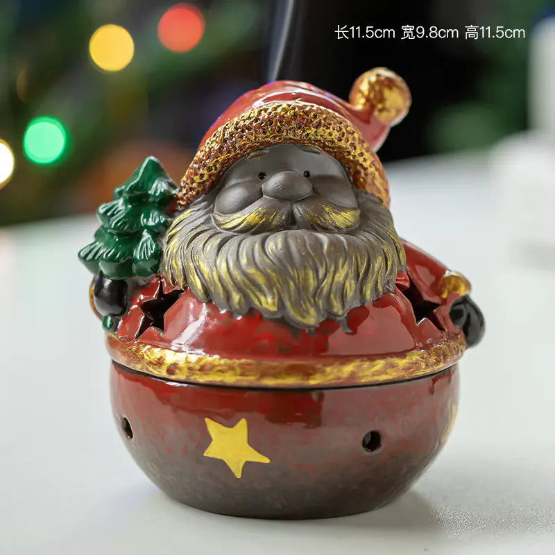 Ceramic Christmas Santa Snowman Incense Burner
