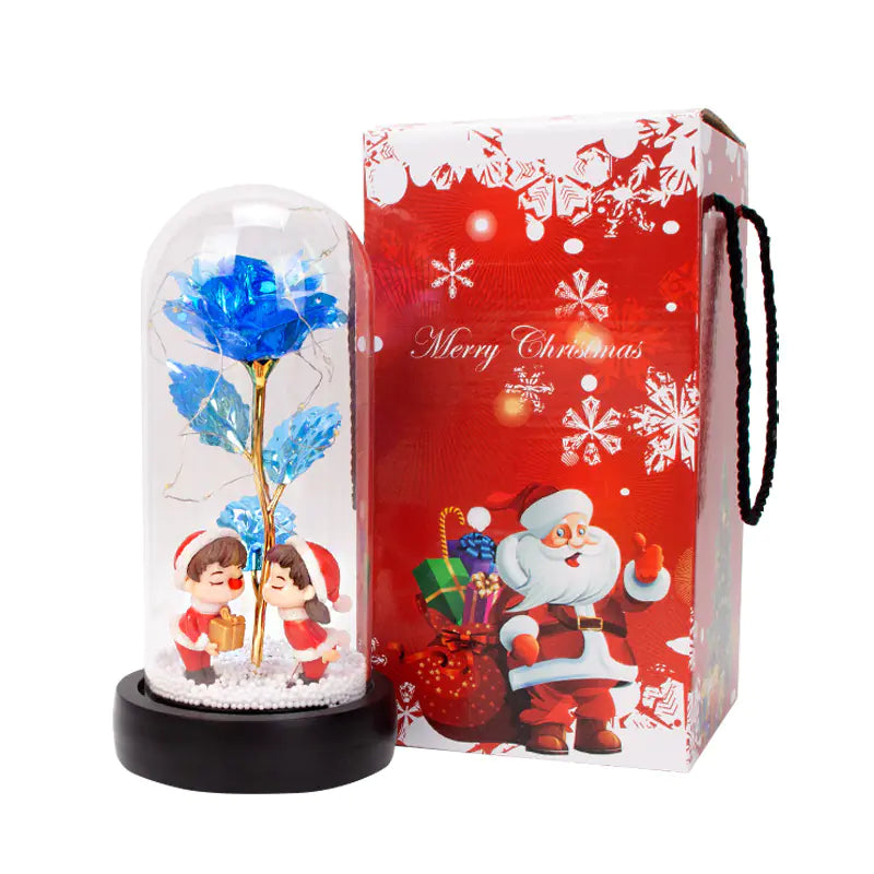 New Creative Christmas Gift Glass LED Lamp with Rose