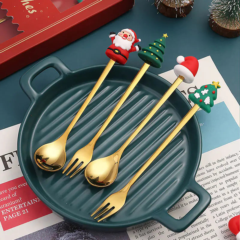 Stainless Steel Christmas Spoon Set with Forks
