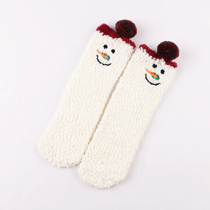 Christmas Cartoon Coral Fleece Terry Socks