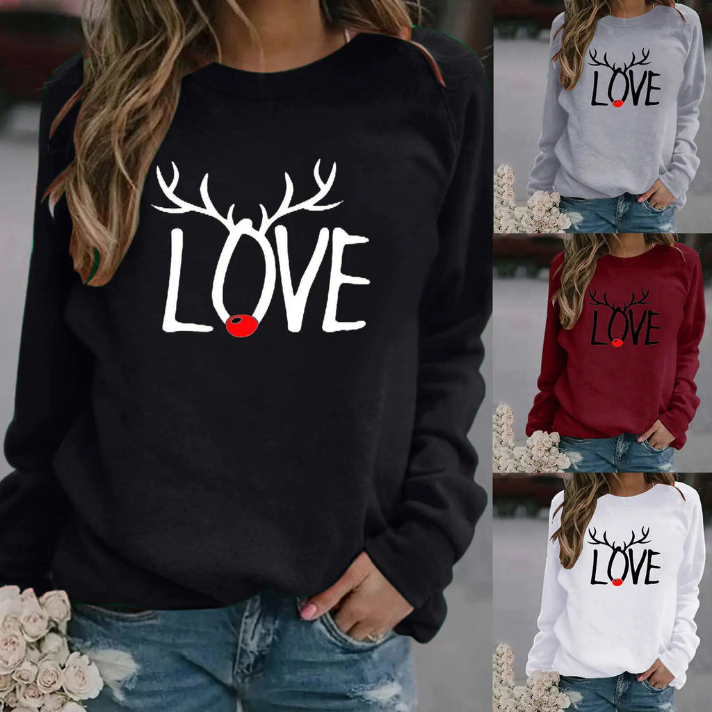 Christmas Pattern Printed Long Sleeve Sweatshirt for Women