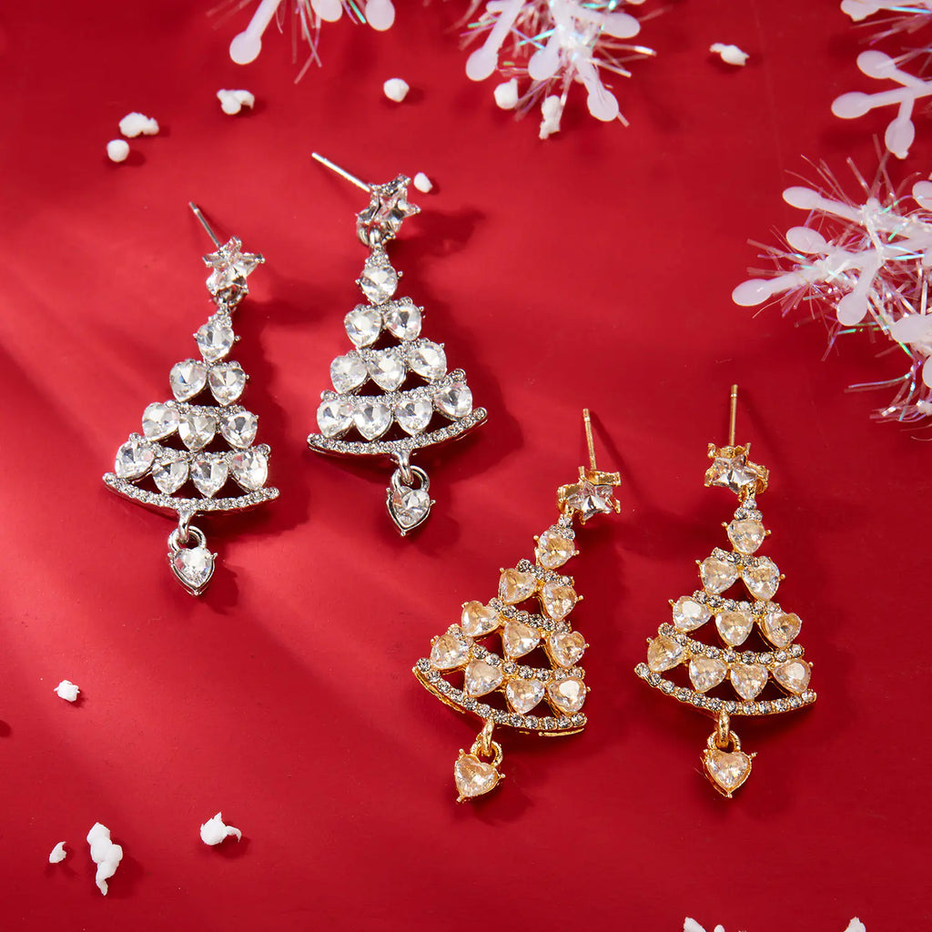 Creative Christmas Star Earrings with Rhinestones
