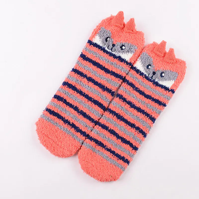Christmas Cartoon Coral Fleece Terry Socks