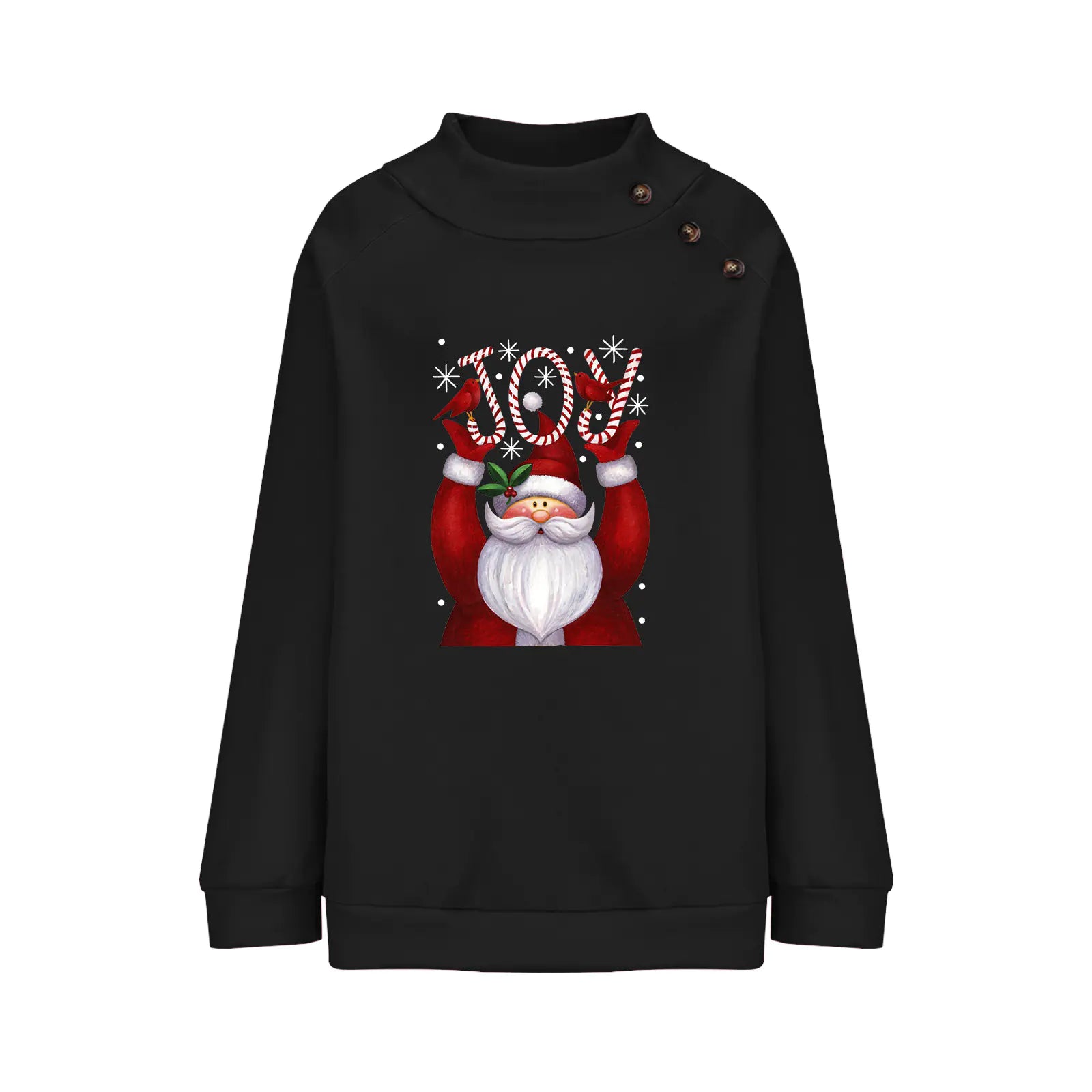 Printed Button Christmas Long Sleeve Sweatshirt for Women