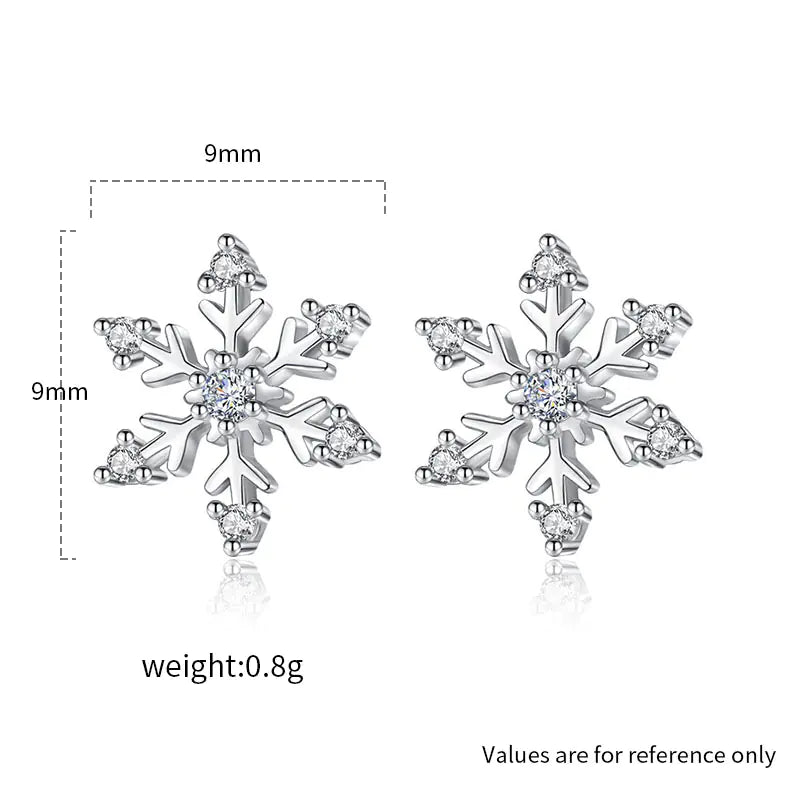 925 Silver Snowflake Earrings for Christmas