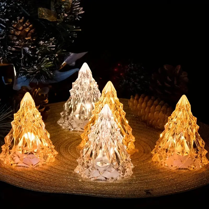 LED Flameless Crystal Mini Christmas Tree Night Light