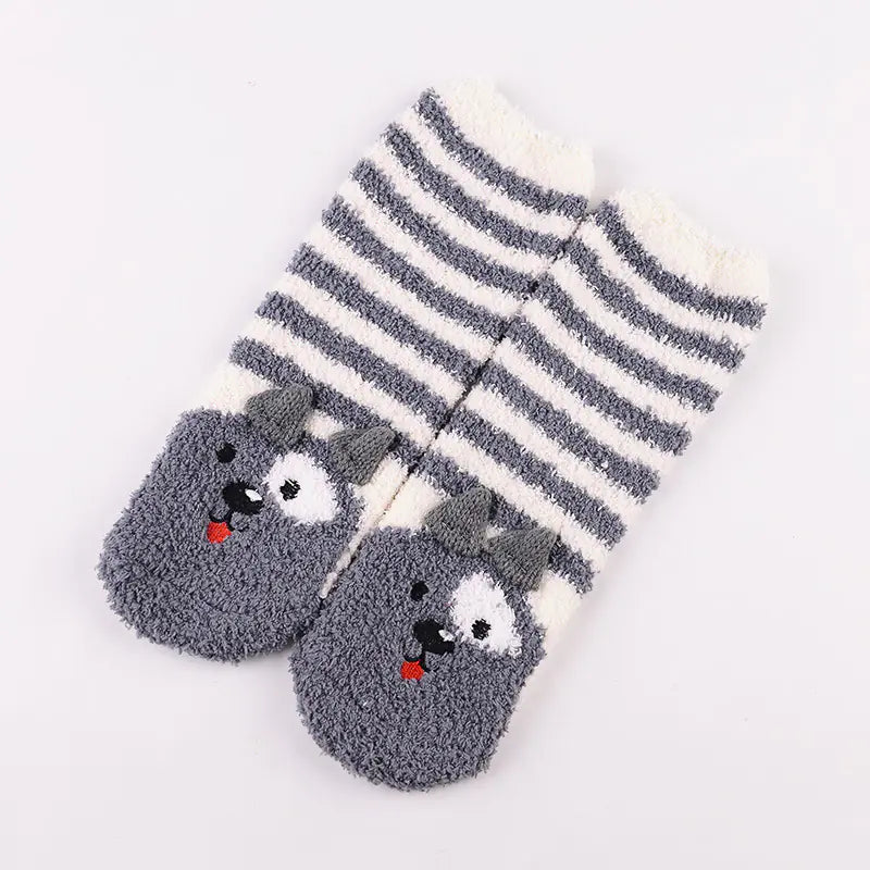 Christmas Cartoon Coral Fleece Terry Socks