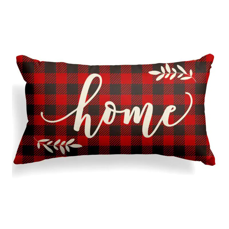 Long Christmas Linen Lumbar Cushion Cover for Office Seat