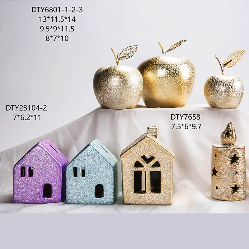 Creative Christmas Candle Holder with Glowing Ceramic House