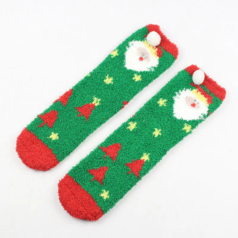 Christmas Cartoon Coral Fleece Terry Socks