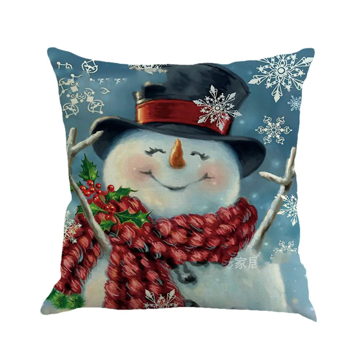 Christmas Snowman Cotton Linen Cushion Covers for Car