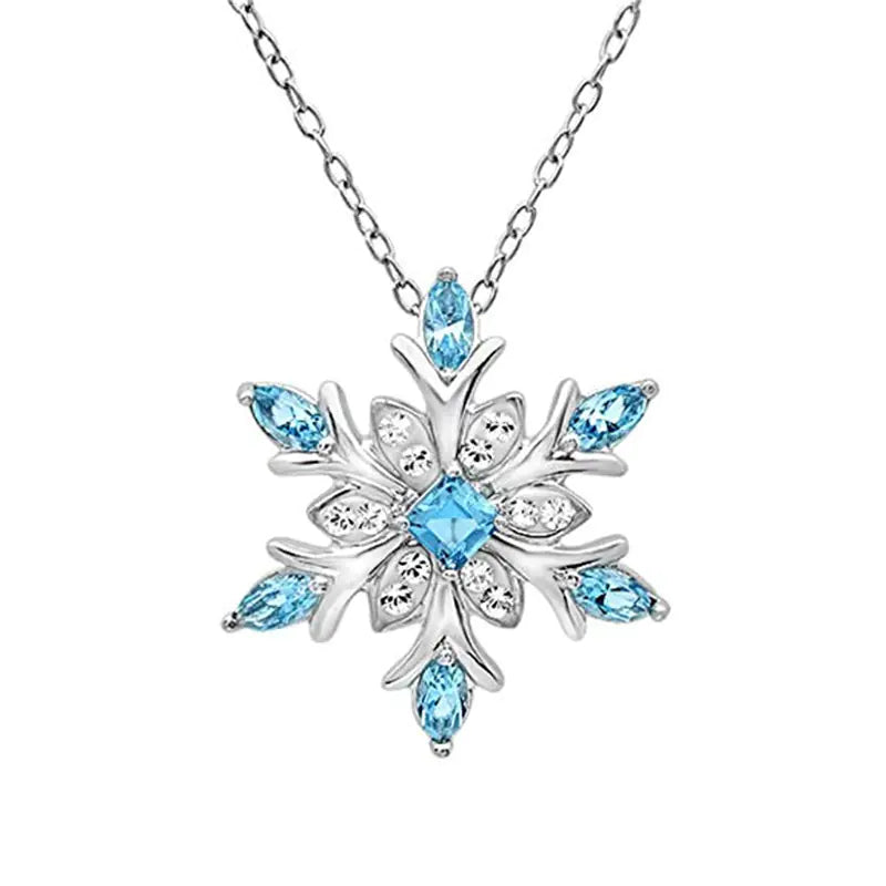 Stylish Gemstone Necklace with Zircon Christmas Snowflake