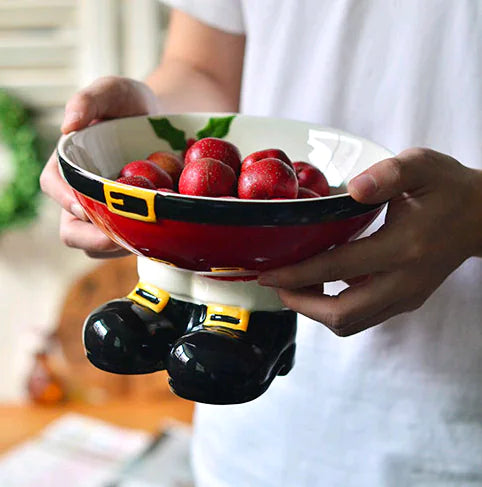 Handmade Ceramic Christmas Santa Fruit Bowl