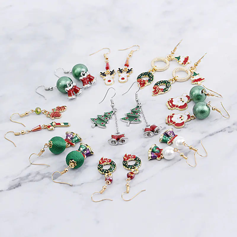 Christmas Series Cute Snowman and Santa Earrings