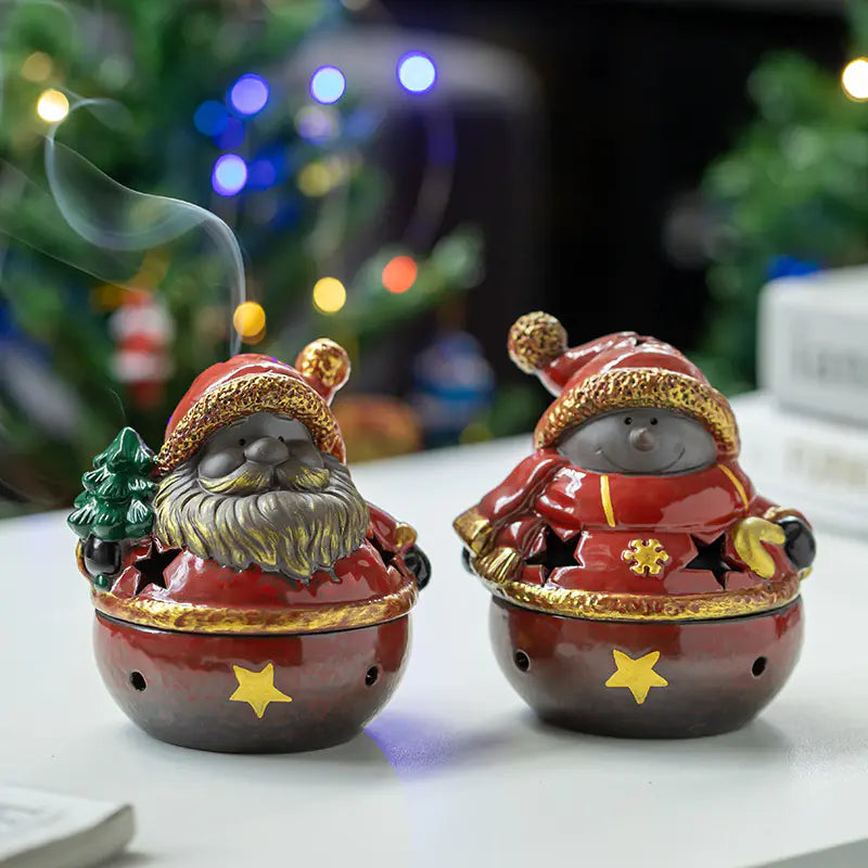 Ceramic Christmas Santa Snowman Incense Burner