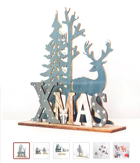 Wooden Christmas Reindeer Decorative Figure (Creative)