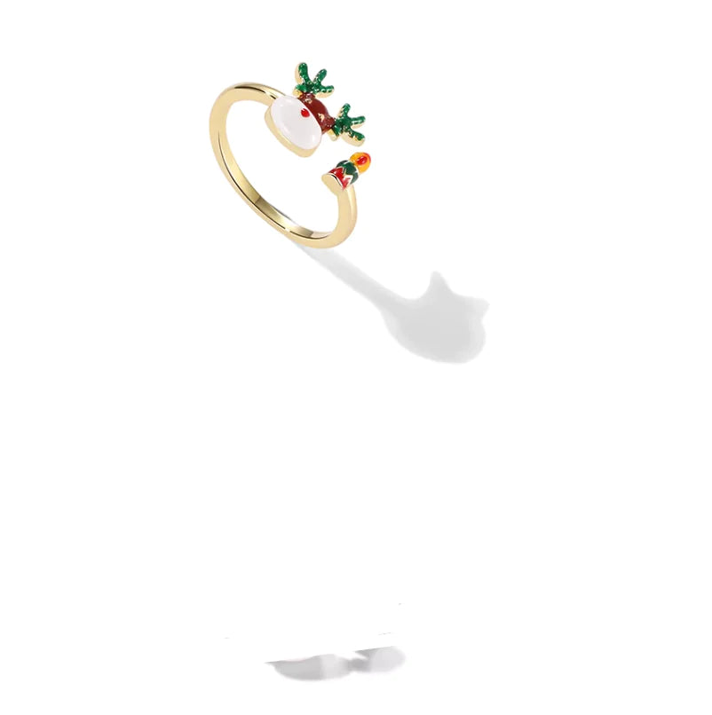 Cute Christmas Elk Design Ring for Women
