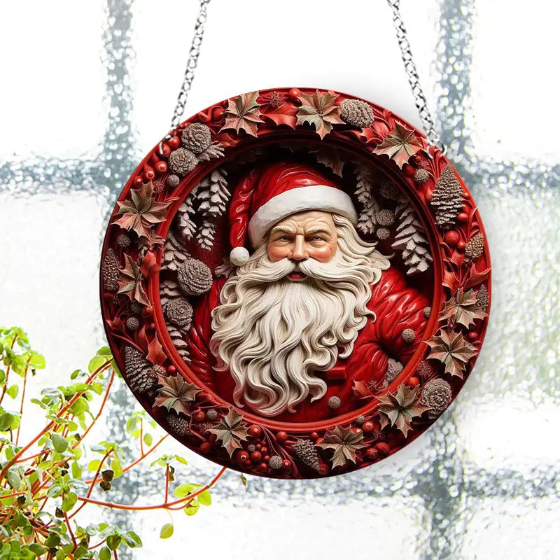 2024 New Christmas Ceramic Santa Acrylic Hanging Decor