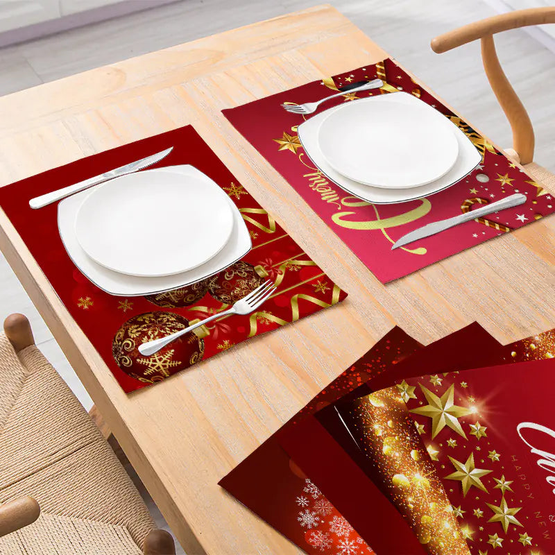 Christmas Red Cotton and Linen Placemat Series
