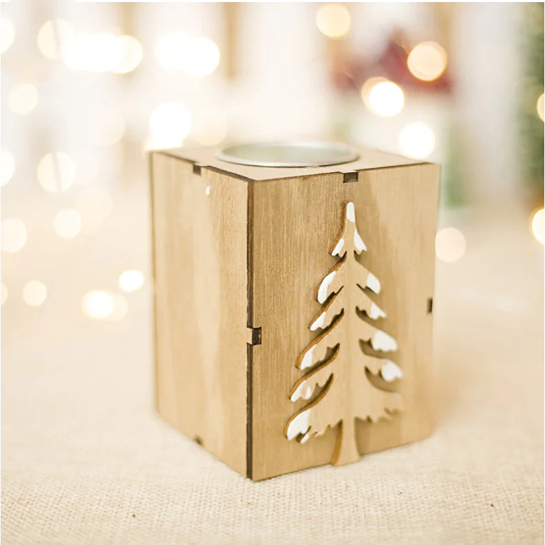 Creative Wooden Christmas Candleholder Decoration