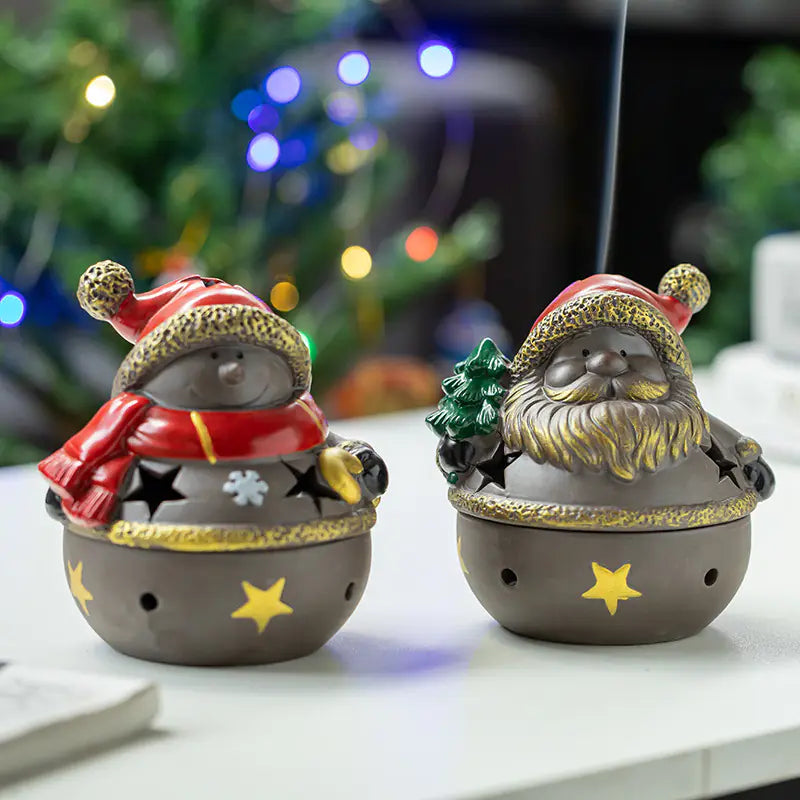 Ceramic Christmas Santa Snowman Incense Burner
