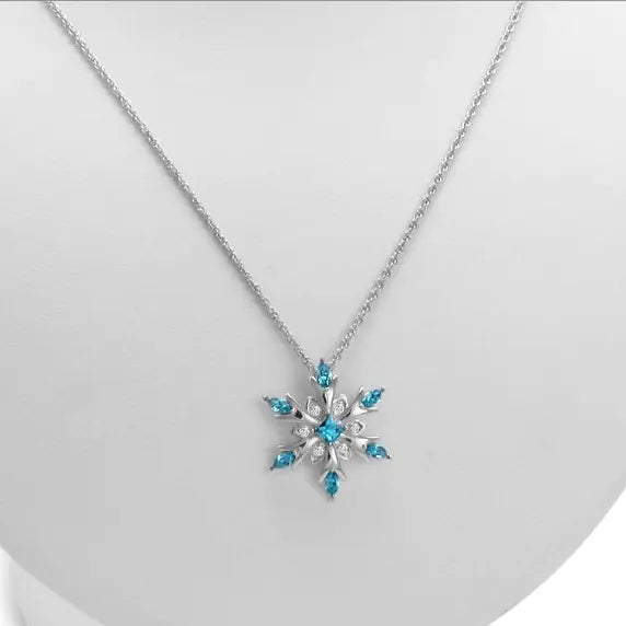 Stylish Gemstone Necklace with Zircon Christmas Snowflake