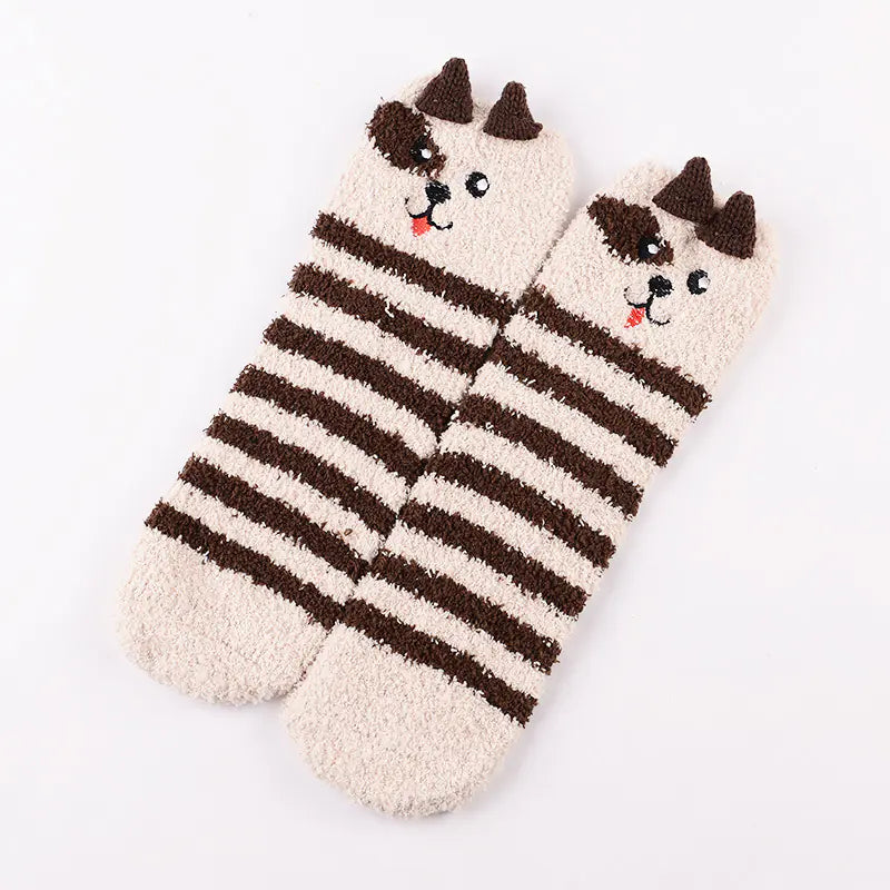 Christmas Cartoon Coral Fleece Terry Socks