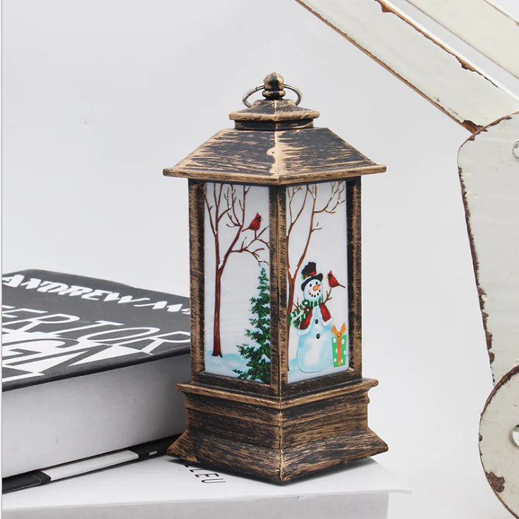 Christmas Snowman Candle Lantern Table Night Light Decor